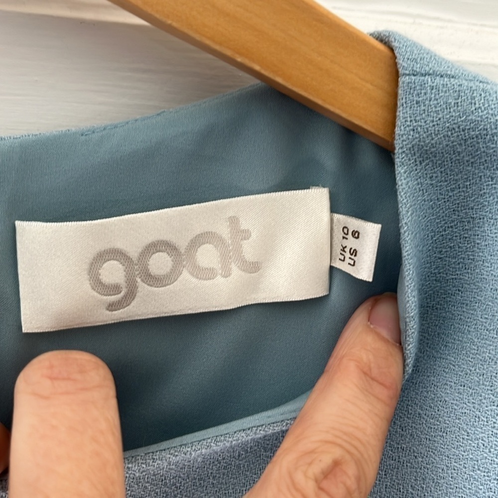 Goat London Gem Flounce Sleeve Wool Tunic Dress 6 Frost Blue NWOT - Picture 6 of 7